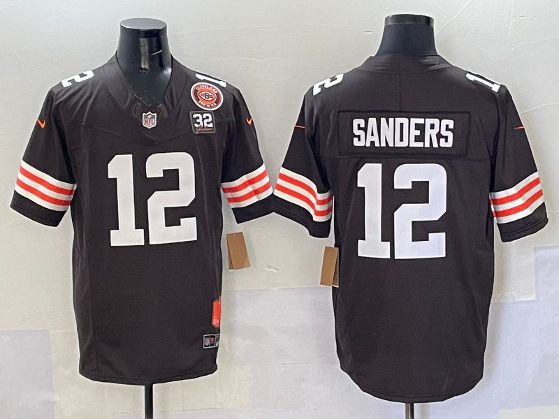 Men Cleveland Browns #12 Sanders Brown Throwback Three generations Nike Limited 2025 NFL Jersey style 2->arizona diamondback->MLB Jersey